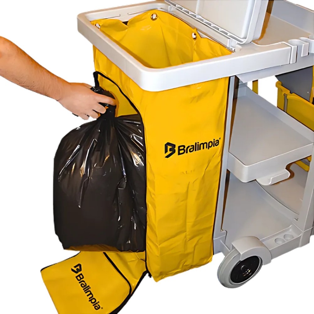 Bolsa de Coleta de Resíduos para Carro Funcional Bralimpia Amarela