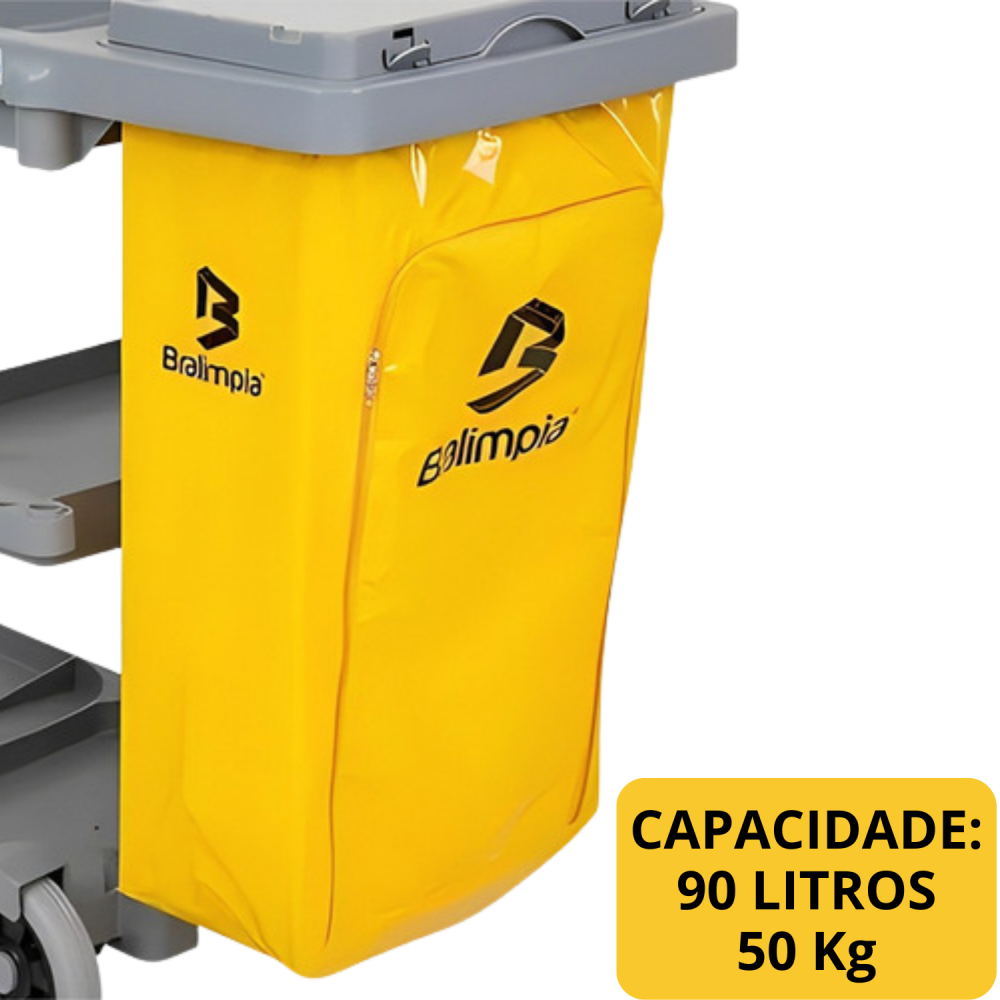 Bolsa de Coleta de Resíduos para Carro Funcional Bralimpia Amarela