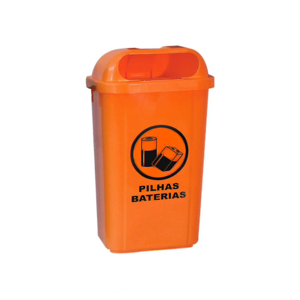 Lixeira para Coleta Seletiva 50L com Suporte Fixação Bralimpia - Laranja