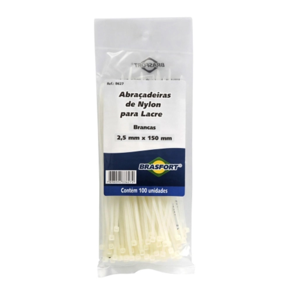 Abraçadeira Nylon 2,5x150mm Branca 100un Brasfort 