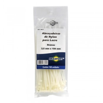 Abraçadeira Nylon 2,5x150mm Branca 100un Brasfort 