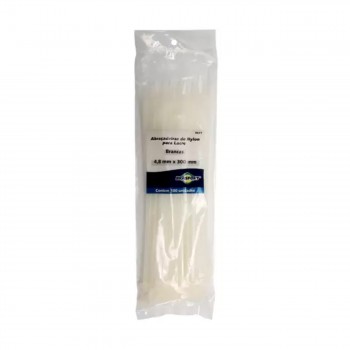 Abraçadeira Nylon 4,8x300mm Branco 100un Brasfort 