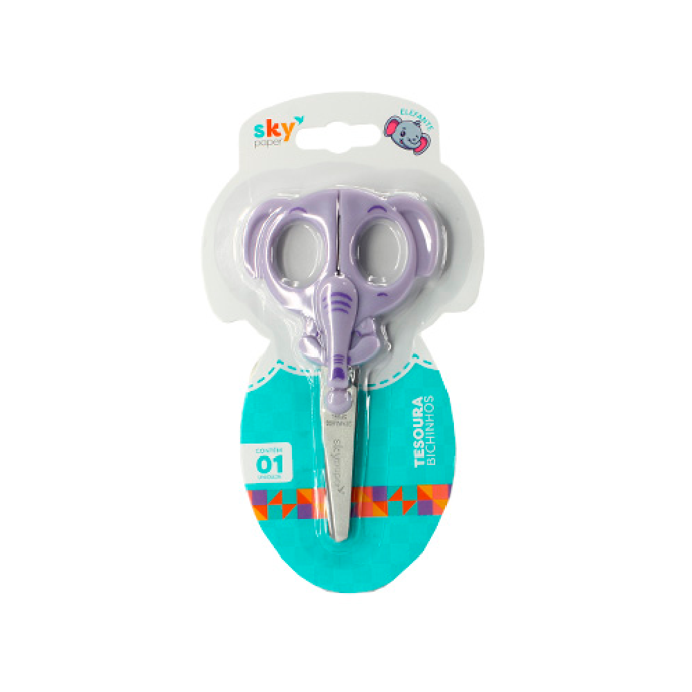 Tesoura Multiuso 4" Escolar Skypaper Bichinhos