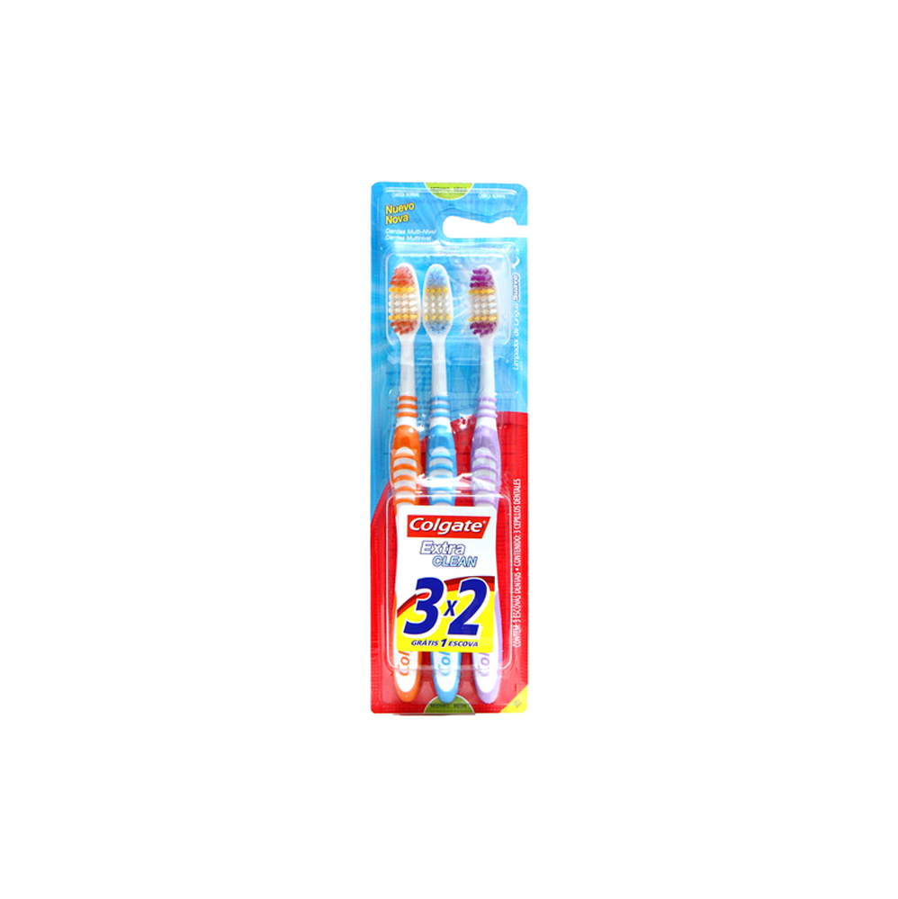 Escova Dental Colgate Extra Clean com 3 unid. LEVE 3 PAGUE 2