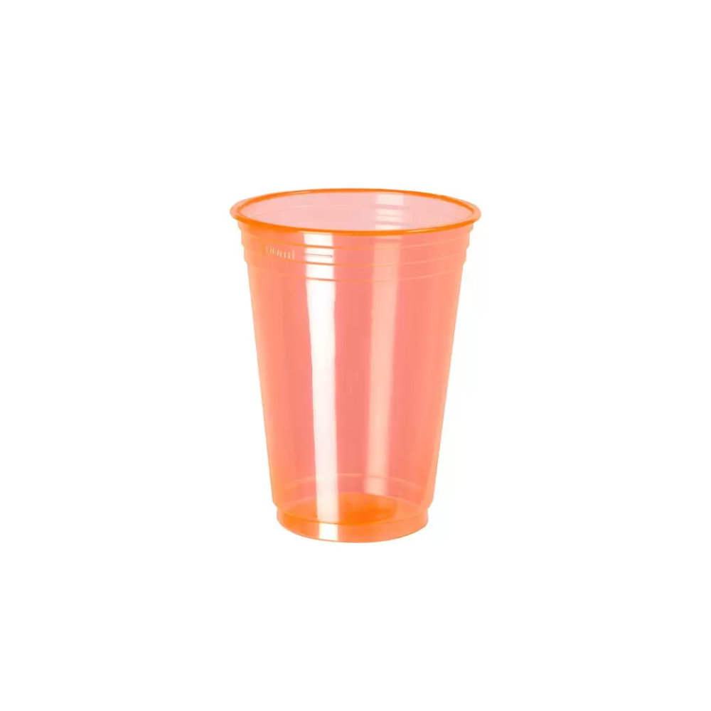 Copo Plástico Descartável 330mL Copobrás Neon Laranja Balada com 25 unid.
