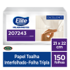 Papel Toalha Interfolhado Folha Tripla Elite 100% Celulose com 150 folhas