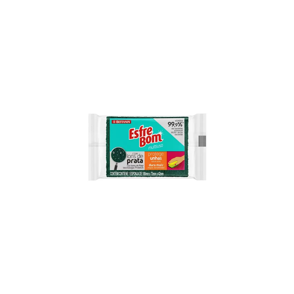 Esponja Dupla Face Multiuso Esfrebom Protege Unhas com 1 unid.