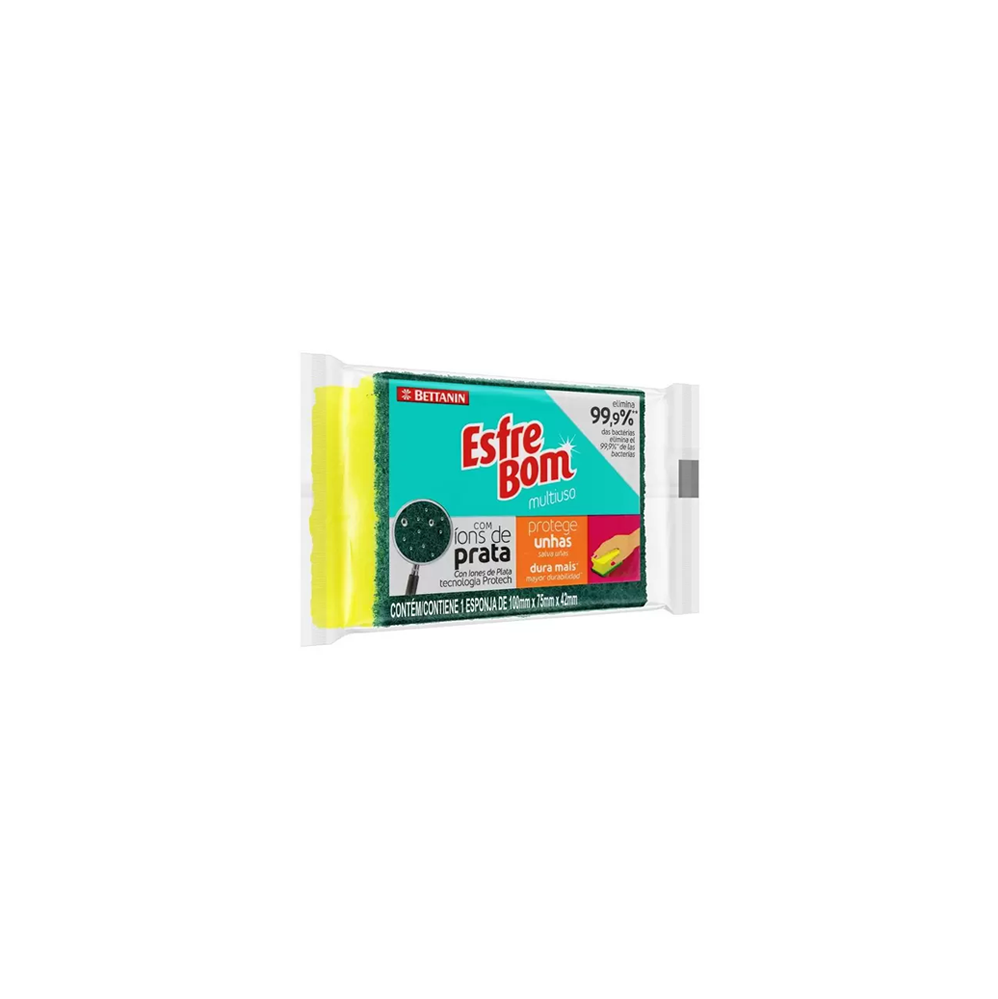 Esponja Dupla Face Multiuso Esfrebom Protege Unhas com 1 unid.