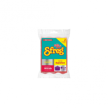 Esponja Dupla Face Limpeza Delicada Sfreg com 2 unid.