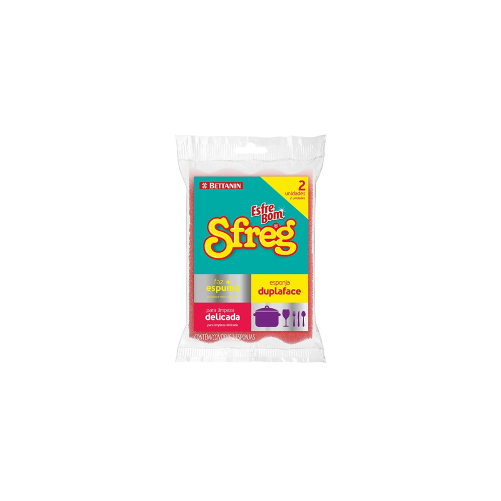 Esponja Dupla Face Limpeza Delicada Sfreg com 2 unid.