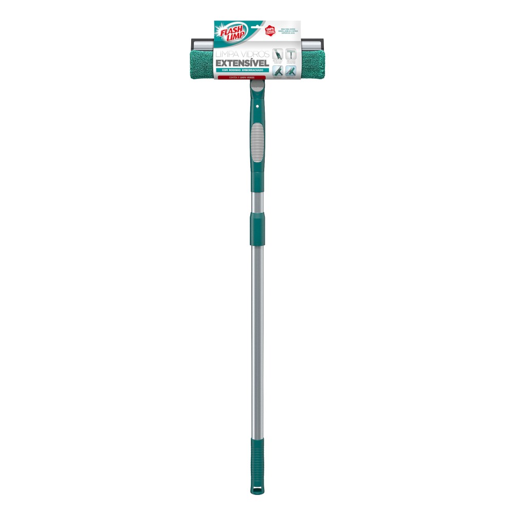 Rodo Combinado Limpa Vidros 25cm Flash Limp com Cabo Extensível