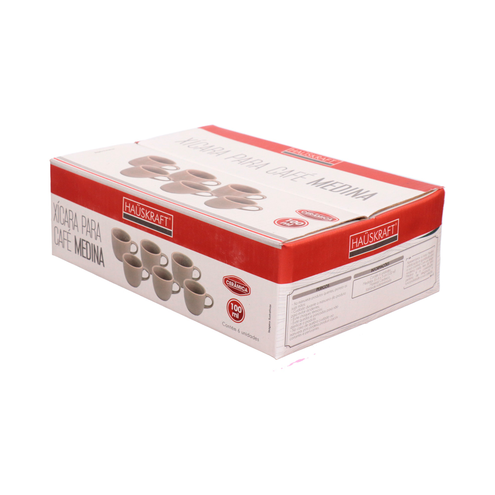 Jogo de Xícaras Medina 100mL Hauskraft c/6 Bege