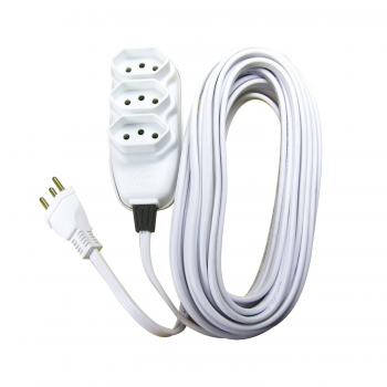 Extensão Elétrica 10 metros Cabo PP 3 Tomadas 2P+T 10A Ilumi