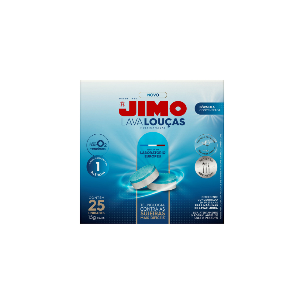 Detergente Máquina de Lavar Louça Jimo Multicamada com 25 unid. de 15g cada