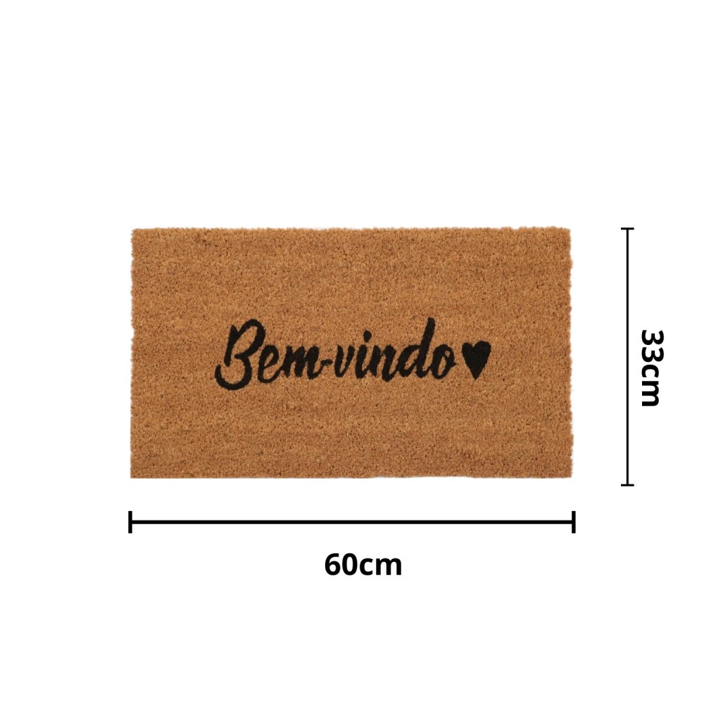 Tapete Capacho Fibra de Coco 33x60cm Kapazi - Bem-Vindo Amor
