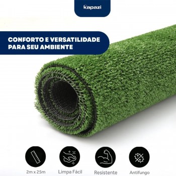 Grama Sintética 10mm Decorativa 200cm Kapazi - por metro