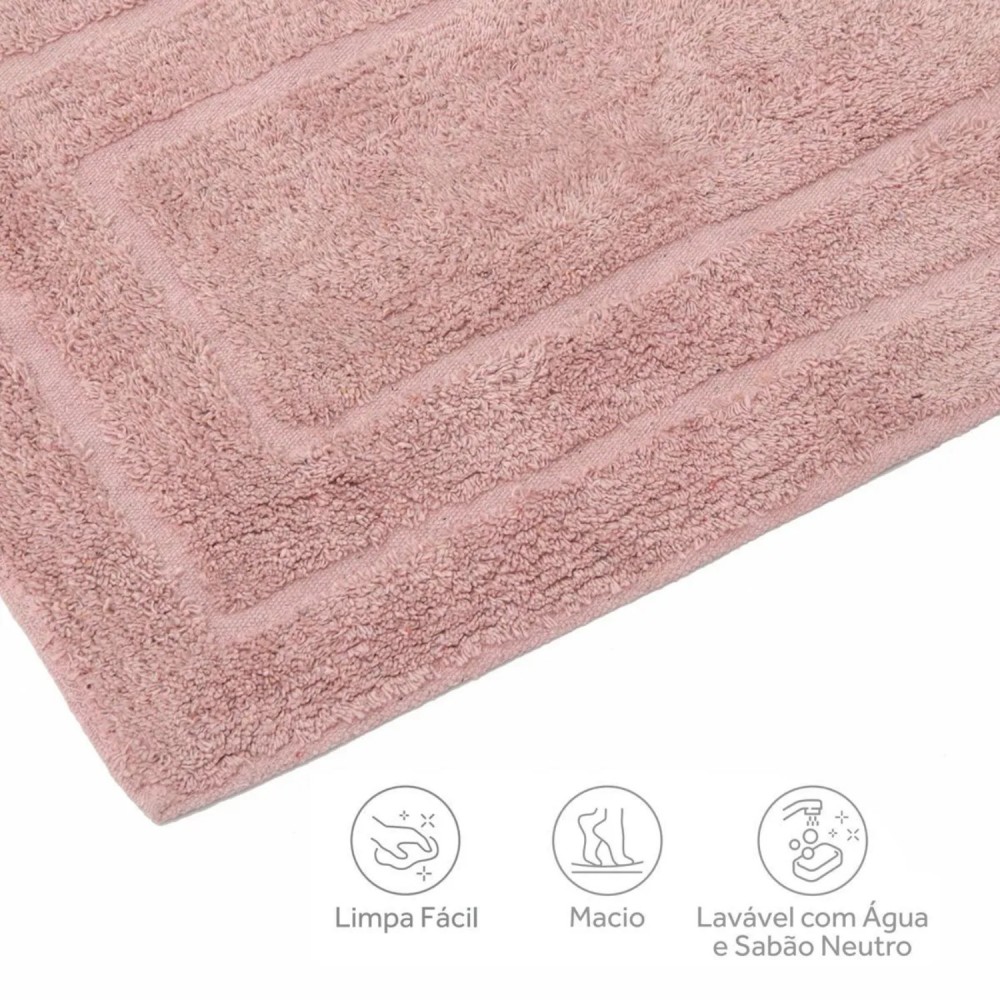 Tapete de Algodão Retangular 40x60cm Kapazi Happy - Rosa