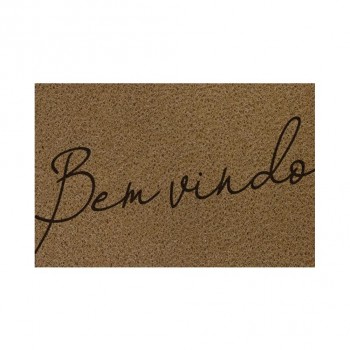 Tapete Capacho Vinil 40x60cm Kapazi - Bem-Vindo Bege Light