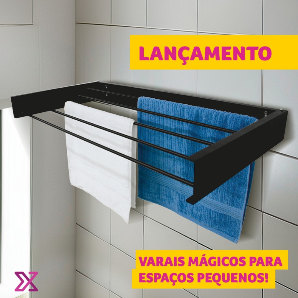 Varal de Parede MagicMax Maxeb Preto