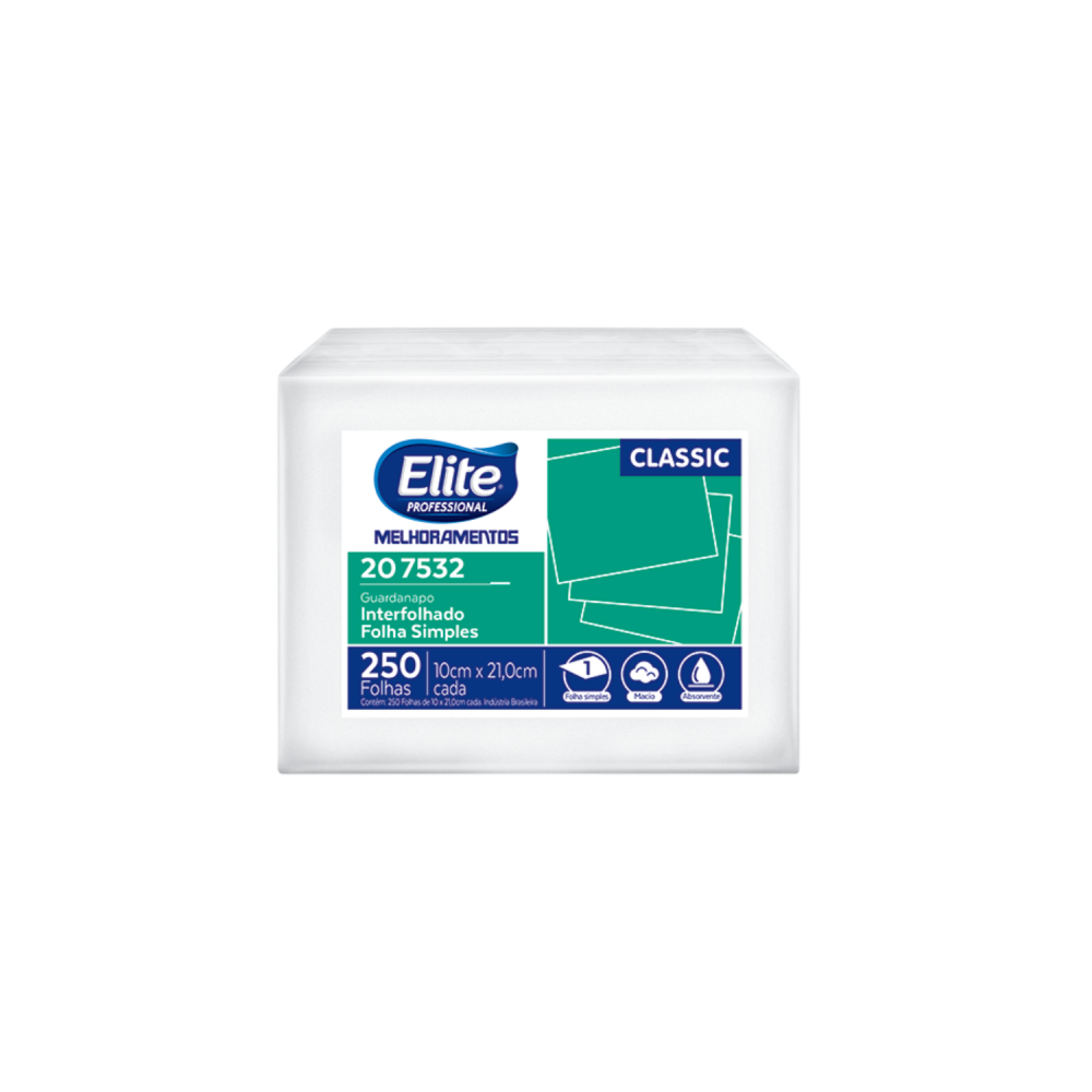 Guardanapo de Papel Interfolha Elite Classic 10x21cm com 250 folhas