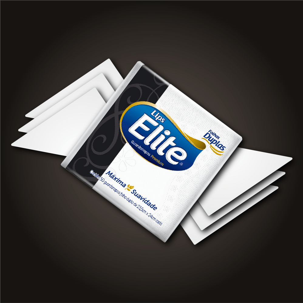 Guardanapo de Papel Lips Elite Folha Dupla 22,3x22,3cm com 50 folhas