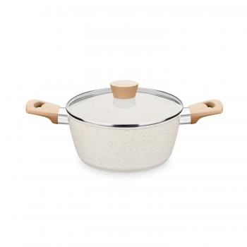 Caçarola de Indução Cerâmica 3,8L Carmela Vanilla MTA Ceramic Flon 24cm