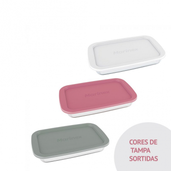 Assadeira de Vidro Retangular 2,2L Marinex com Tampa