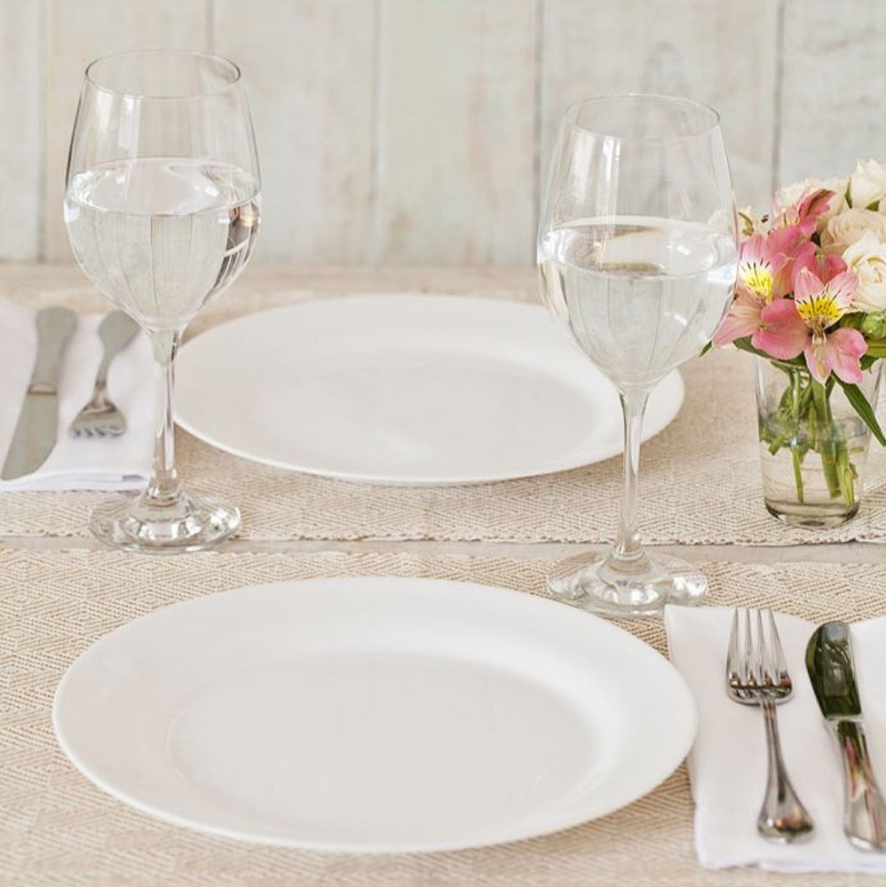 Prato de Vidro Raso 24cm Duralex Opaline Menu Branco