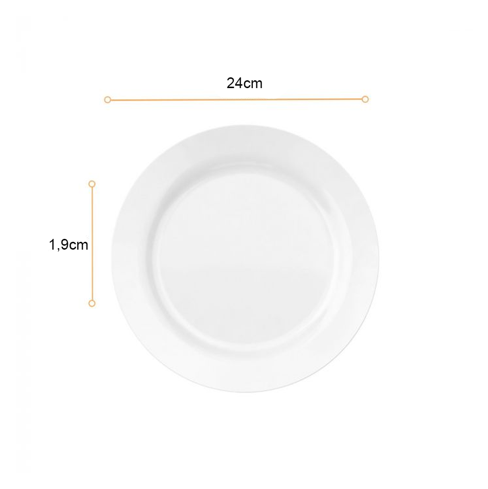 Prato de Vidro Raso 24cm Duralex Opaline Menu Branco