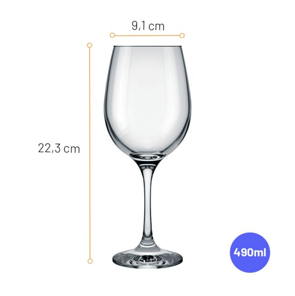 Taça de Vidro Vinho Tinto 490mL Nadir Barone