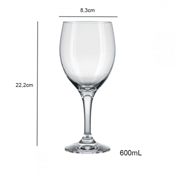 Taça de Vidro Vinho 600mL Degustação Nadir Imperatriz