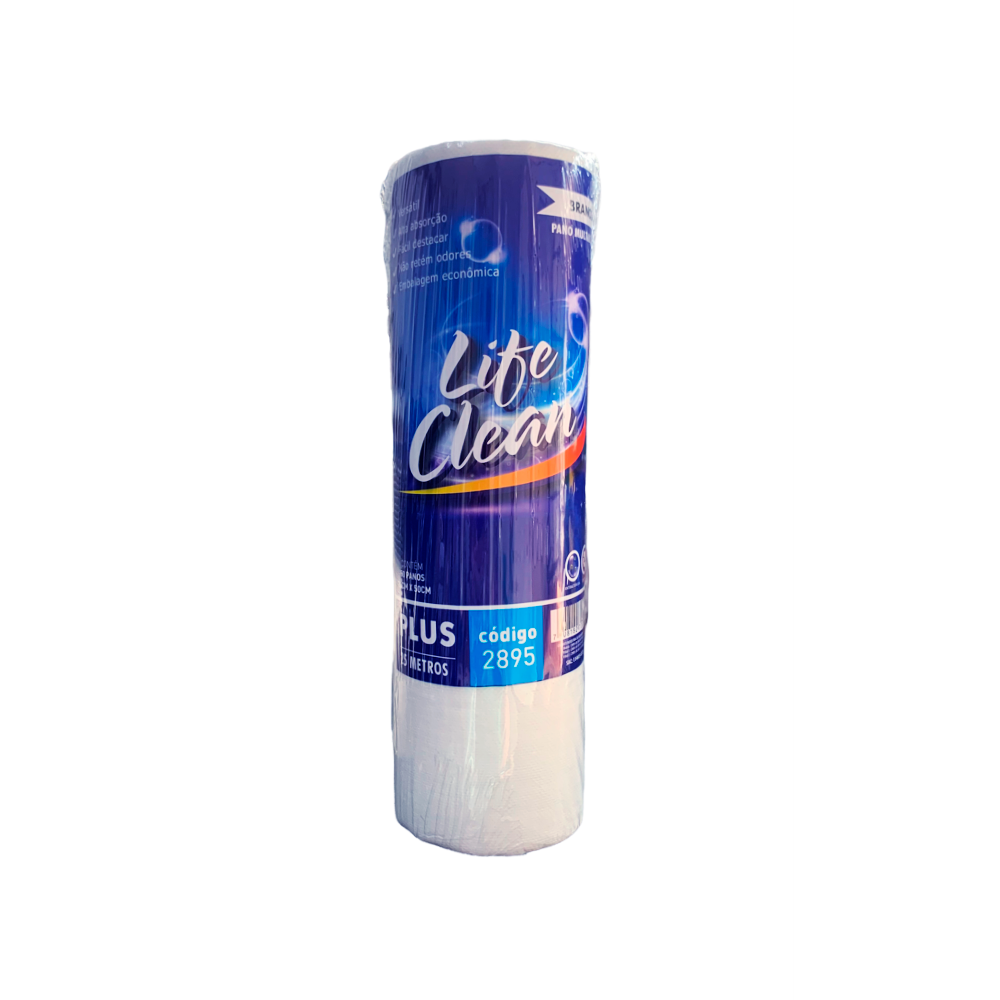 Pano Multiuso Tipo Perfex Branco Life Clean com 50 panos 28x50cm