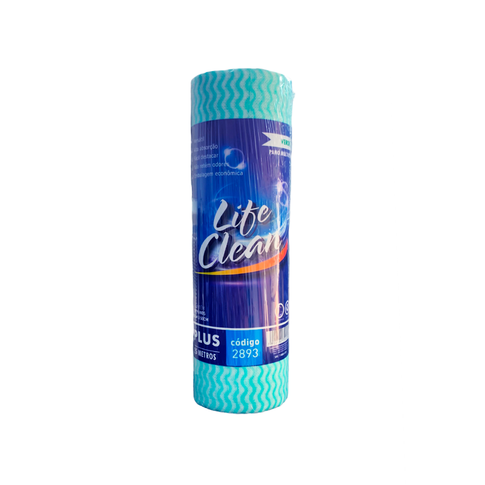 Pano Multiuso Tipo Perfex Verde Life Clean com 50 panos 28x50cm