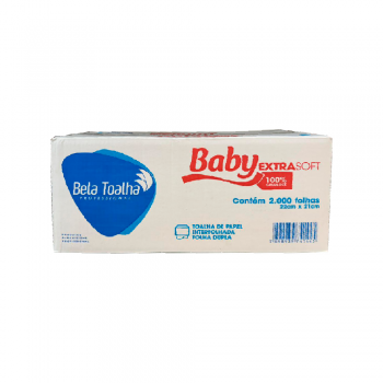 Papel Toalha Interfolhado Folha Dupla Baby 2 Dobras 100% Celulose com 2000 folhas