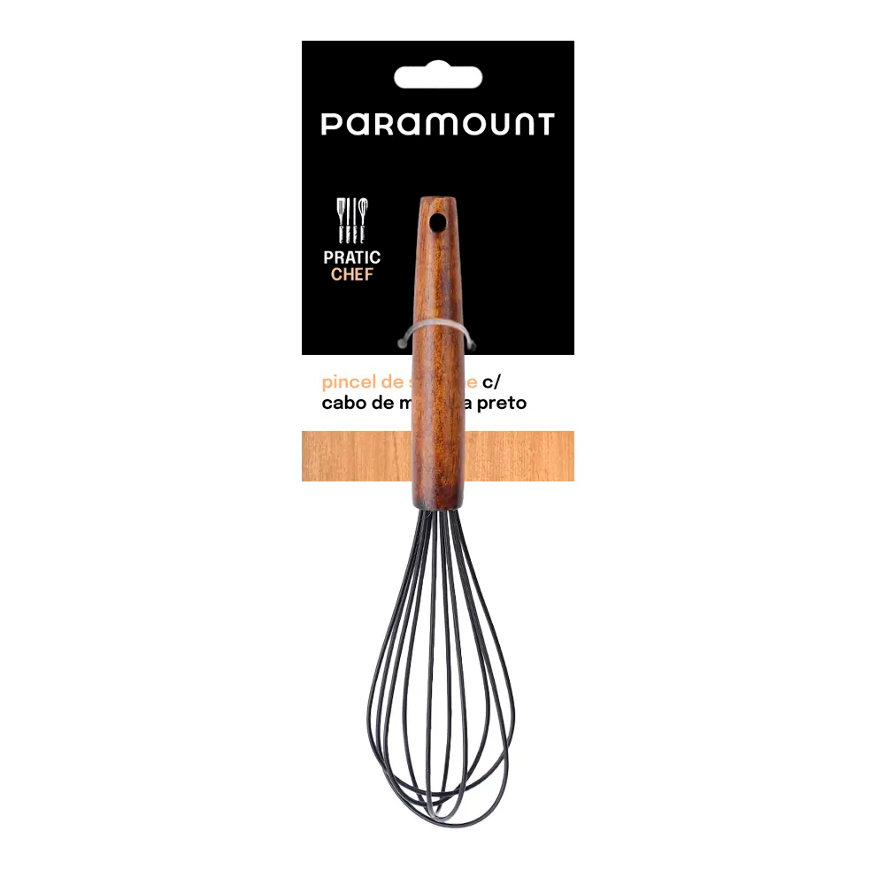Batedor de Claras de Silicone Paramount Cabo Madeira Preto