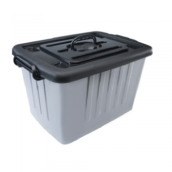 Caixa Organizadora Plasnew com Rodízio 54,5L Cinza e Preto