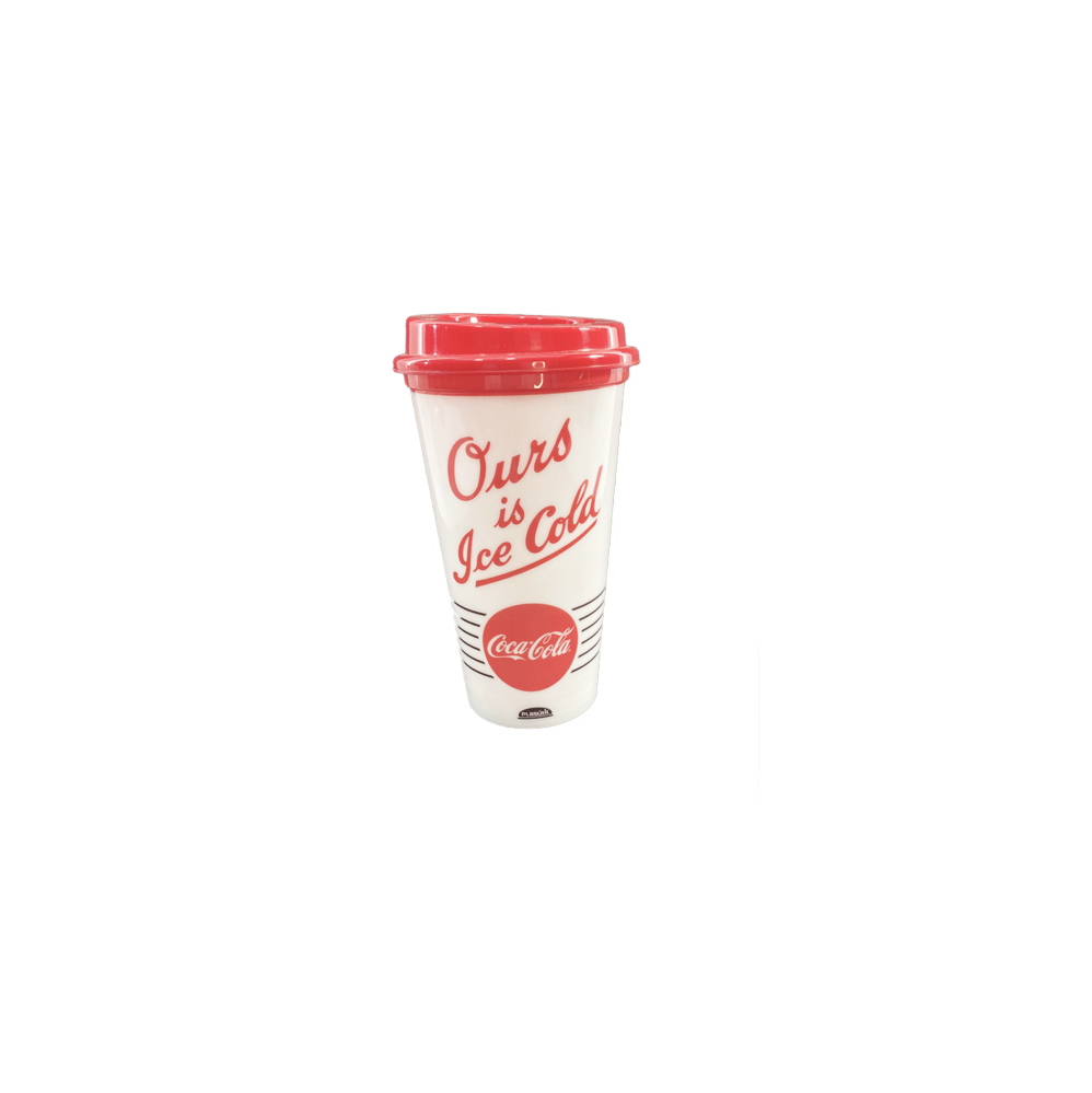 Copo Plástico 500mL Plasútil Coca-Cola com Tampa Bico