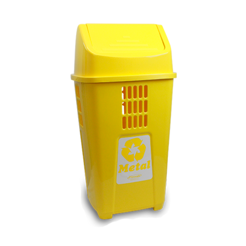 Lixeira com Tampa Basculante 50L Plasvale - Amarelo