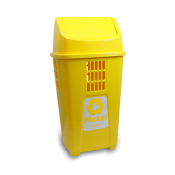 Lixeira com Tampa Basculante 50L Plasvale - Amarelo