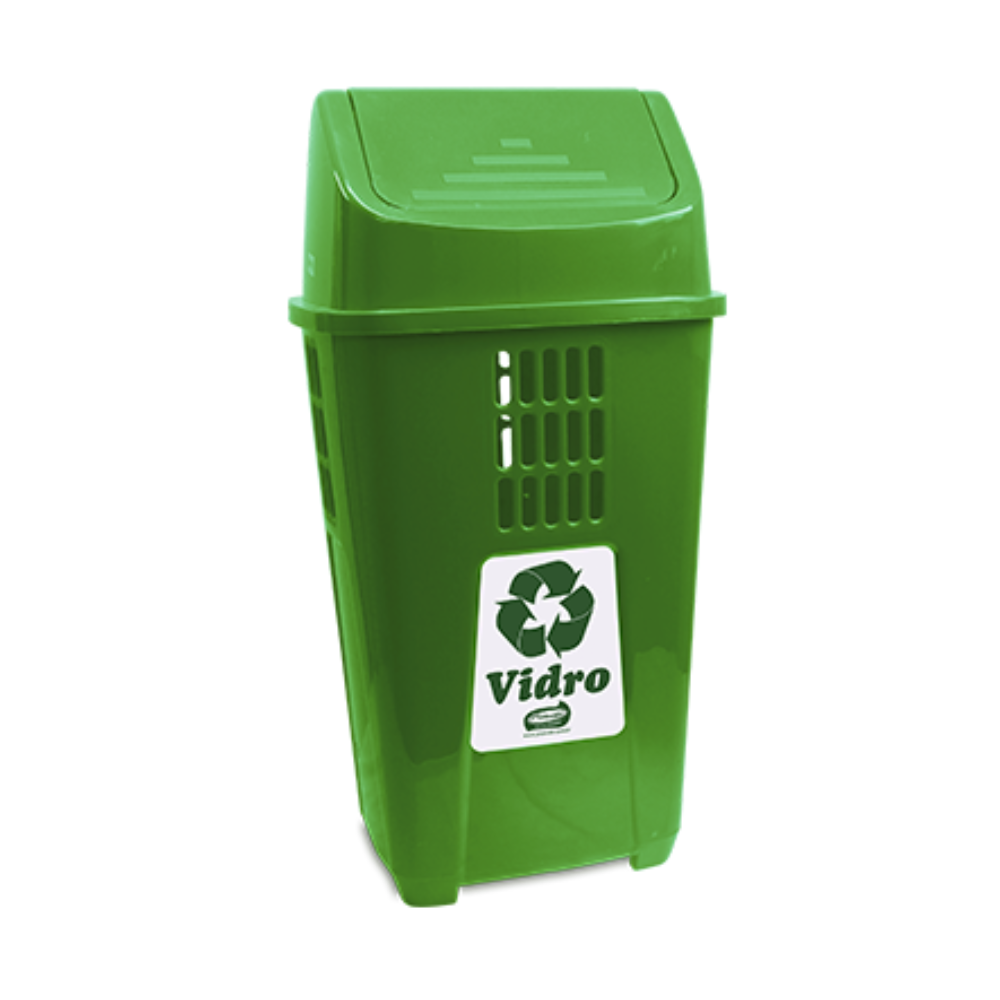 Lixeira com Tampa Basculante 50L Plasvale - Verde