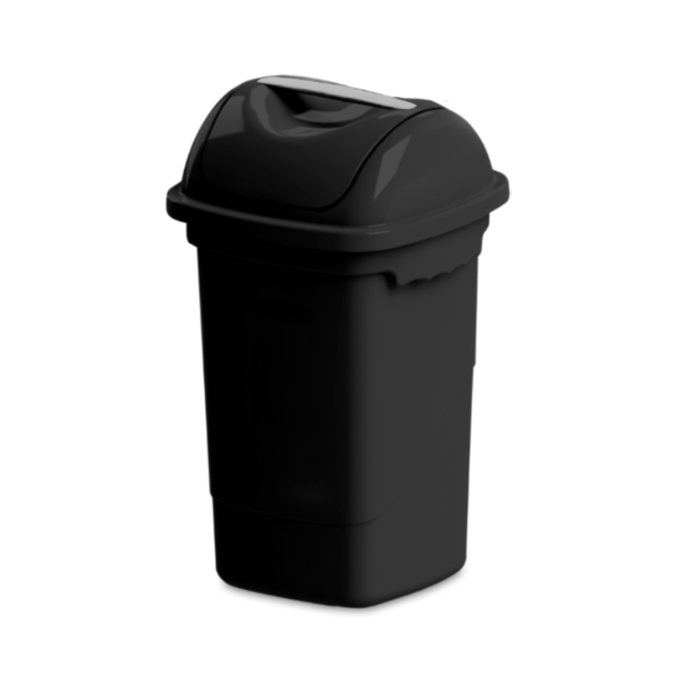 Lixeira com Tampa Basculante 30L Plasvale Quadrada - Preta