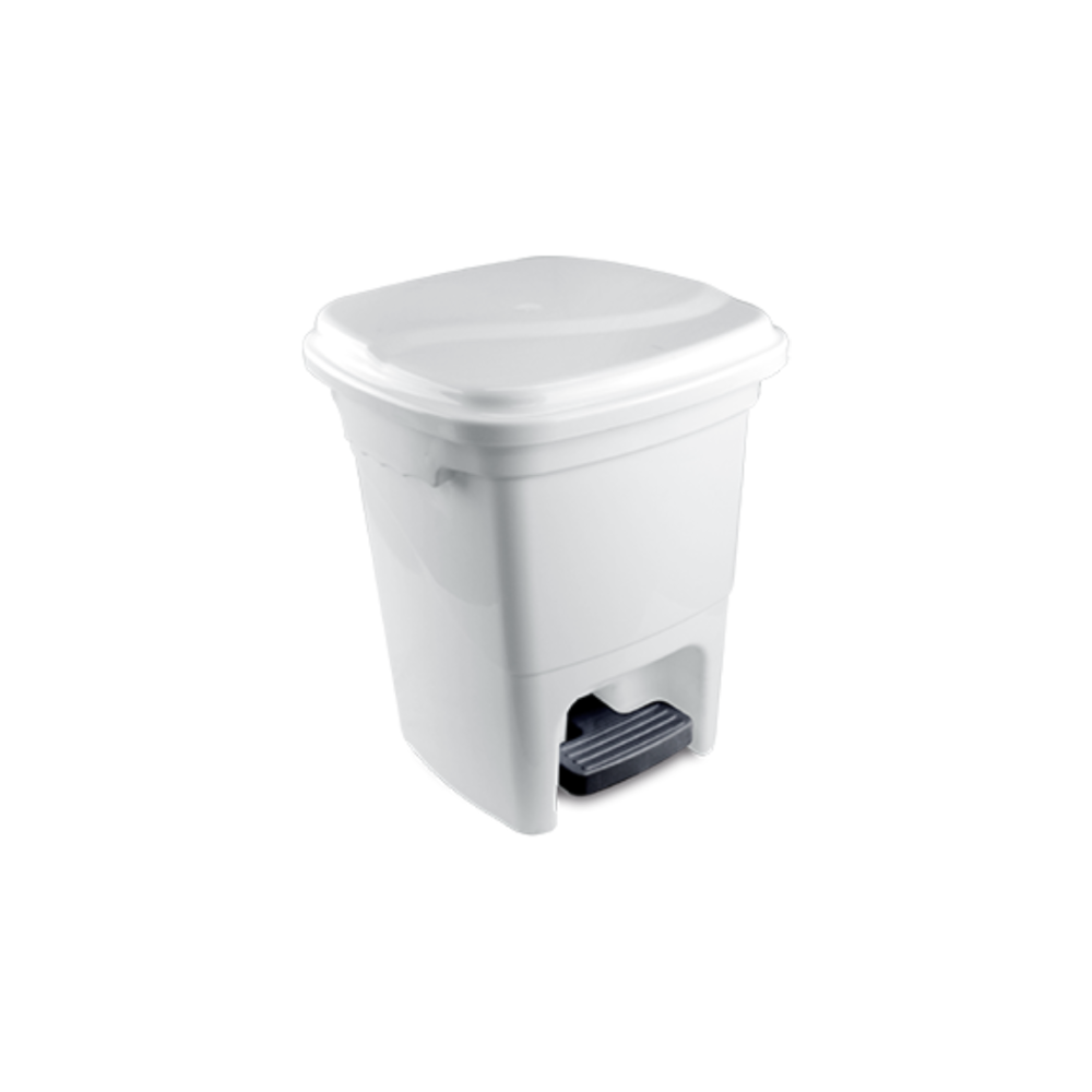 Lixeira com Pedal 15L Plasvale Quadrada Branco