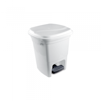 Lixeira com Pedal 15L Plasvale Quadrada Branco