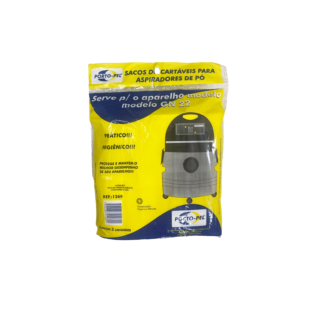 Saco para Aspirador de Pó Porto-Pel Lavor Wash GN22 com 3 unid.