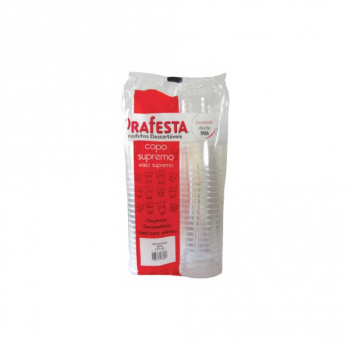 Copo Plástico Descartável 300mL Prafesta Supremo Transparente com 40 unid.