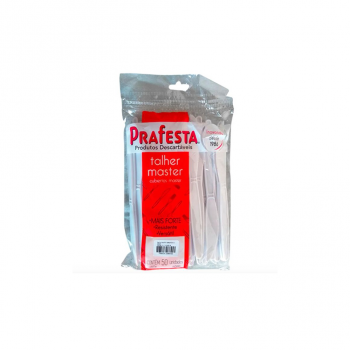 Faca Descartável Refeição Master Prafesta Branco com 50 unid.