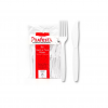 Kit Garfo e Faca Descartável Refeição Master Prafesta Branco com 25 Kits