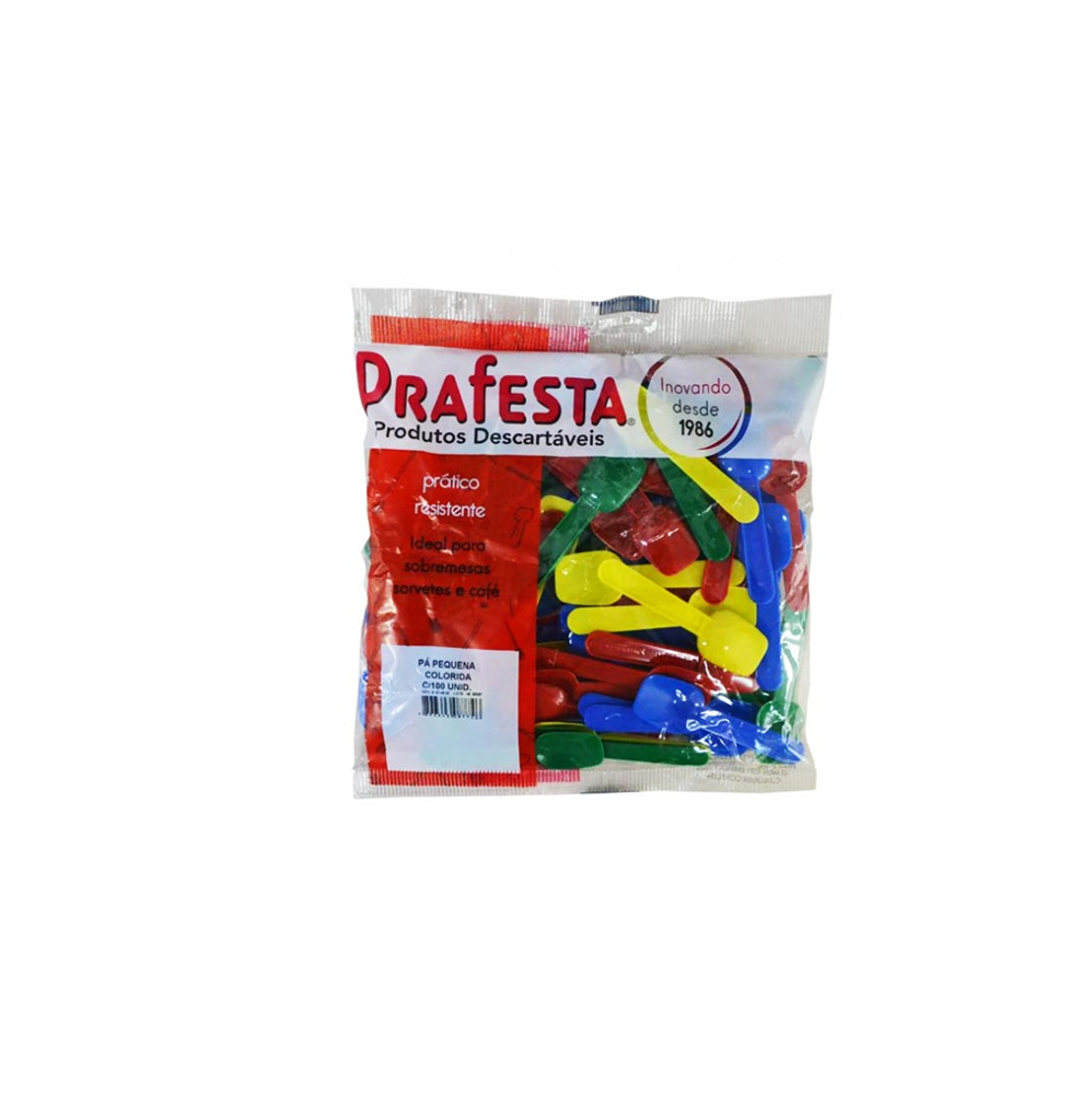 Pazinha Plástica Colorida para Sorvete Prafesta com 100 unid.