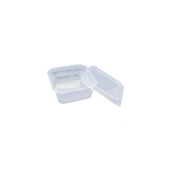 Pote Plástico Descartável Quadrado com Tampa 150mL Prafesta com 20 unid.