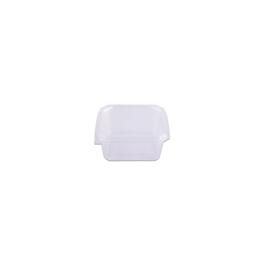 Pote Plástico Descartável Quadrado com Tampa 150mL Prafesta com 20 unid.